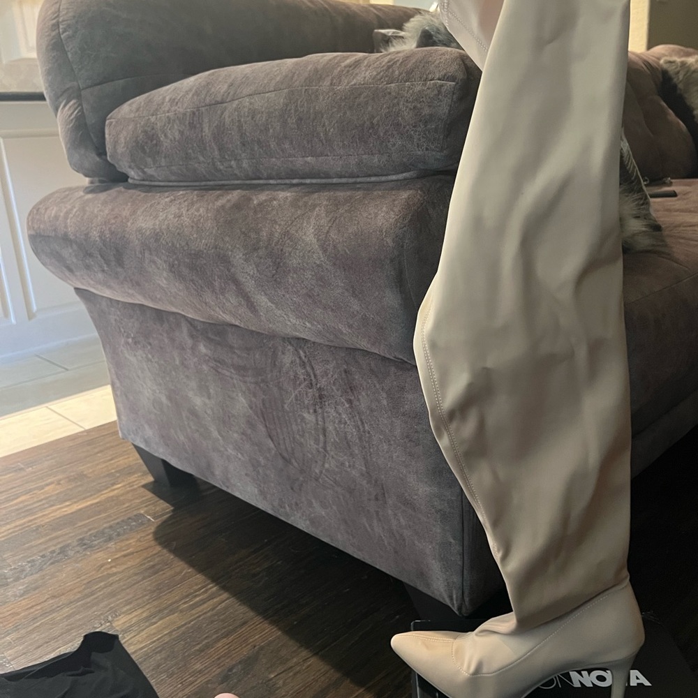 Tan thigh high boots